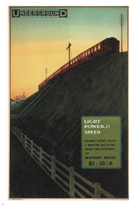 Light,  Power and Speed Vintage train Poster C Sharland USA 1915 24X36 RARE