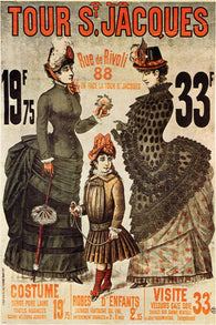 clothing store france VINTAGE ad poster LADIES 1885 OLD SCHOOL 24X36