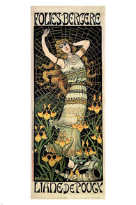 FOLIES BERGERE Liane de Pougy VINTAGE POSTER P. Berthon 1896 France 24X36