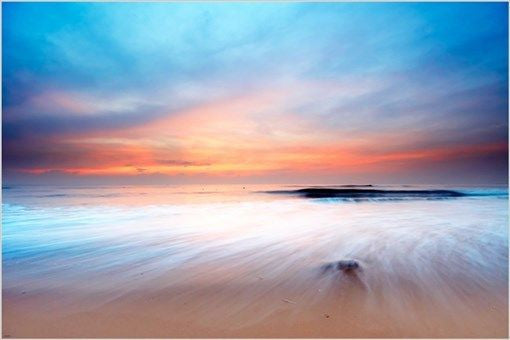BEAUTIFUL SEASCAPE hazy sunrise amazing photo poster PASTEL COLORS 24X36 new