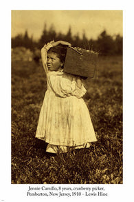 1910 vintage 8 years old cranberry picker PHOTO POSTER New Jersey 24X36