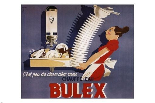 WATER heater VINTAGE ad poster BULEX FRANCIS delamare BELGIUM 1946 24X36 hot