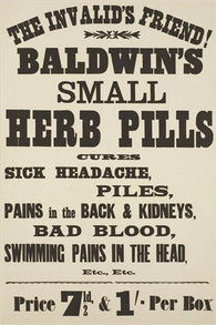 baldwin's small herb pills VINTAGE AD POSTER the 