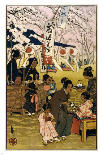 helen hyde BLOSSOM TIME IN TOKYO fine arts poster 1914 24X36 JAPANESE TEA