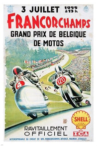 FRANCORCHAMPS belgian grand prix MOTORCYCLES vintage ad poster 24X36 SPORTY