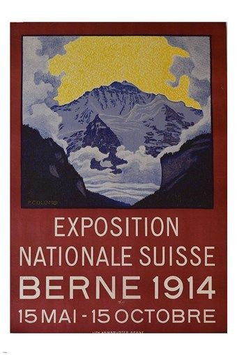 SWITZERLAND NATIONAL EXPOSITION vintage ad poster 1914 p. columbi 24X36 NEW