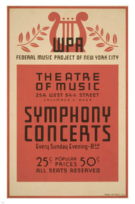 NYC SYMPHONY CONCERTS vintage 1941 poster 24X36 Federal Music Project NEW - PW0