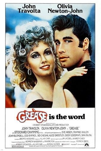 classic movie poster GREASE olivia NEWTON JOHN john TRAVOLTA 50's 24X36
