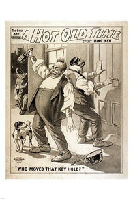 vintage print poster A HOT OLD TIME who moved the key hole HUMOROUS 24X36