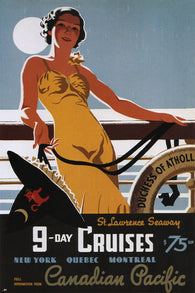 9-DAY CRUISES vintage ad poster TOM PURVIS canada 1938 24X36 VALUABLE HOT NEW