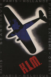 KLM vintage plane poster FRANCE 1932 worldwide 24X36 HOT COLLECTOR'S  NEW