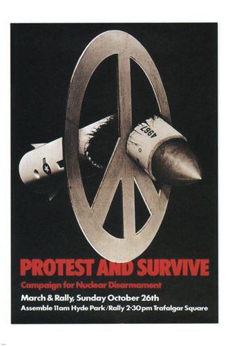 nuclear disarmament RALLY POSTER USA 1979 24X36 peace sign BROKEN MISSILE