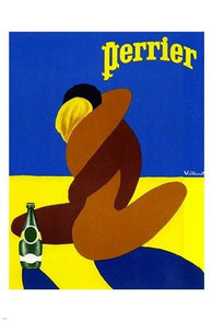 vintage PERRIER ad poster by villemont LOVERS EMBRACING modern art 24X36