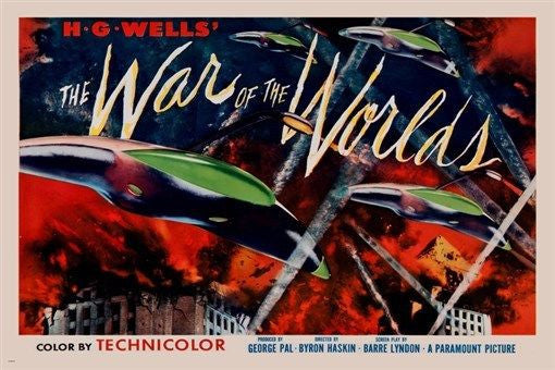 HG WELLS' WAR OF THE WORLDS movie poster CLASSIC SCI-FI lights space 24X36 - UW0