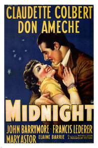 Midnight with Claudette Colbert & Don Ameche movie POSTER1939 24X36 Hot New