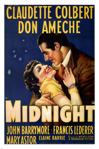 Midnight with Claudette Colbert & Don Ameche movie POSTER1939 24X36 Hot New