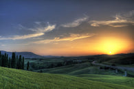 NATURE poster TUSCAN SUNSET green rolling hills LOVELY COLORS angled 24X36