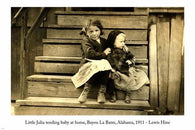 Lewis Hine LITTLE JULIA TENDING BABY AT HOME Photo Poster Alabama 24X36
