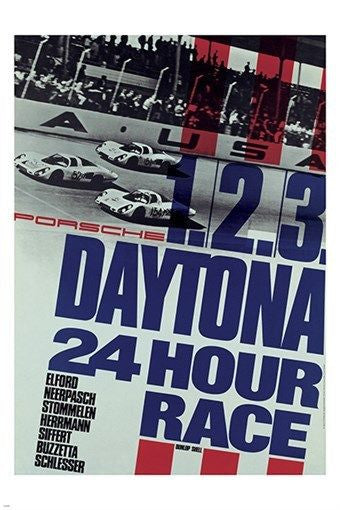 DAYTONA 24 HOUR RACE classic race car VINTAGE SPORTS POSTER 24X36