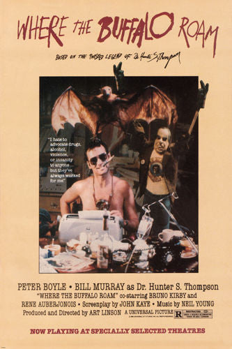 HUNTER S. thompson's WHERE THE BUFFALO ROAM movie poster MURRAY comedy 24X36