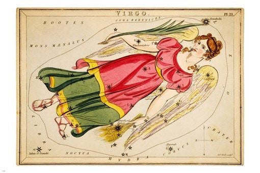 URANIA'S MIRROR vintage VIRGO 1825 Astronomy Poster 24X36 STARS symbols