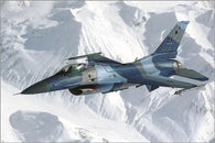 f 16 aggressor jet FLYING OVER SNOWY ALASKAN MOUNTAINS military power 24X36