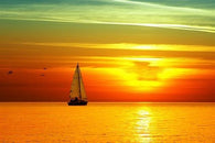 SAILBOAT AT SUNSET contemporary photo poster GOLDEN LIGHT collectors 24X36