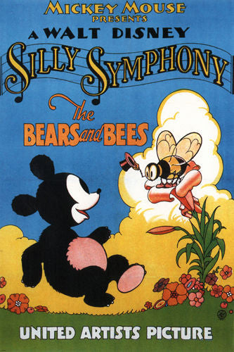 Mickey Mouse The bears and bees - Walt Disney MOVIE POSTER 1932 cartoon 24X36