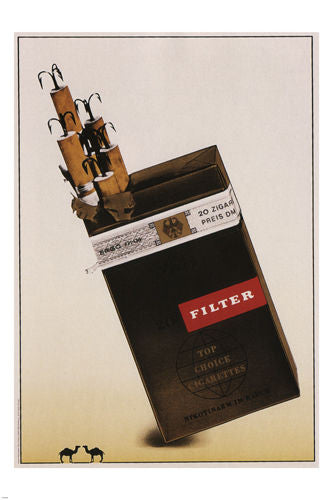 anti smoking VINTAGE AD POSTER Klaus Staeck Germany 1963 24x36 RARE HOT new