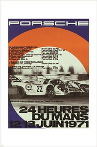 24 HOURS DU MANS vintage car poster JUNE 1971 COLLECTORS 24X36 fast