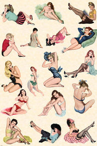 CLASSIC PIN-UP POSTER FEATURING 17 GIRLS POSING poster fashion sexy 24X36