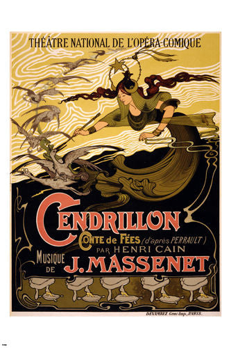 vintage theatrical ad poster FRENCH CINDERELLA FAIRY TALE 24X36 grand opera