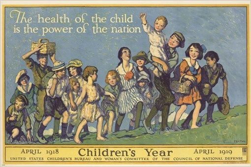 1918 healthy exercises for kids poster COMMITTEE ON PUBLIC INFORMATION 24X36