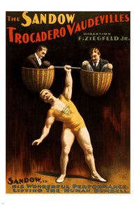the sandow trocadero vaudevilles VINTAGE 1894 PERFORMING ARTS POSTER 24X36