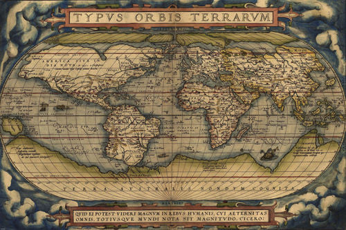 ORTELIUS MAP OF THE WORLD FROM 1570 poster latin historic 24X36-YW0