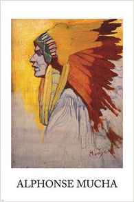 alphonse mucha INDIAN SIOUX vintage fine art poster 1908 HEADDRESS 24X36