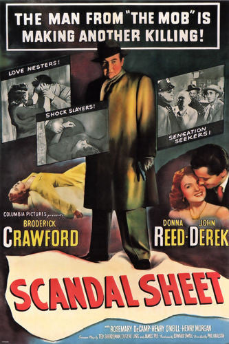 FILM noir MOVIE poster SCANDAL SHEET donna REED broderick CRAWFORD 24X36-PW0