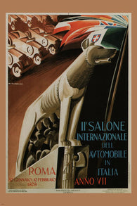 INTERNATIONAL MOTOR SHOW VINTAGE POSTER DEL BAVA ITALY 1929 HOT NEW