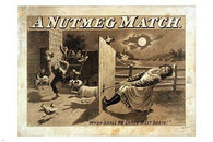 vintage A NUTMEG MATCH print poster UNIQUE ART farm scene SEPIA TONE 24X36