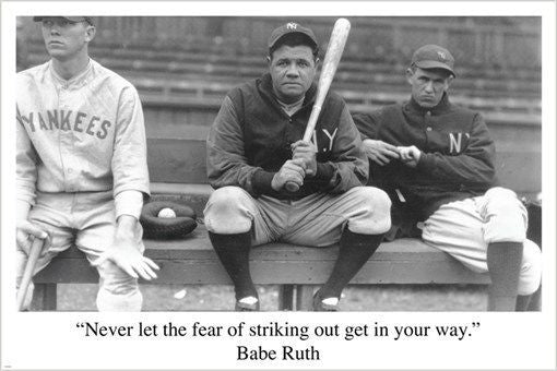 BABE RUTH BASEBALL QUOTE sports pic poster RARE HOT NEW one-of-a-kind 24X36