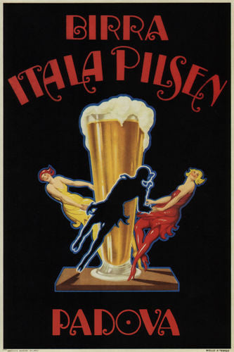 beer italia pilsen vintage ad poster italy 1920 24X36 top quality VERY RARE!