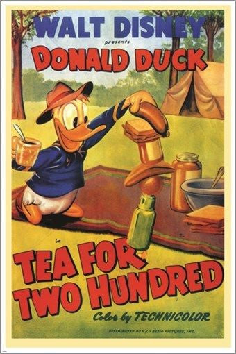 walt disney's TEA FOR TWO HUNDRED vintage movie poster 24X36 DONALD DUCK