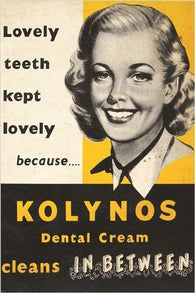 KOLYNOS dental cream VINTAGE POSTER cleans in between HYGIENE FAVE 24X36