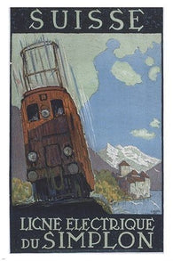 swiss electric railways DU SIMPLON vintage TRAVEL POSTER old school 24X36