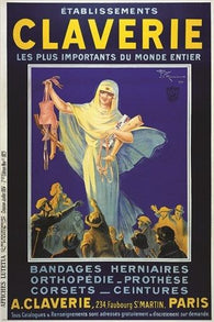 vintage poster A NURSE presenting trusses, corsets & artificial limbs 24X36