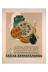 RURAL Pennsylvania VINTAGE TRAVEL POSTER K Milhous 24X36 POTTERY jars STYLE