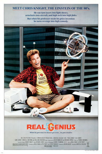 REAL GENIUS movie poster val KILMER clever COMEDY einstein desk NEW 24X36