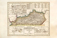 DETAILED 1851 MAP OF KENTUCKY poster legend colorful HISTORIC 24X36