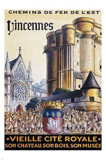 VINCENNES by train VINTAGE TRAVEL POSTER french gothic EXCEPTIONAL 24X36 hot