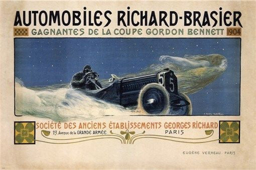 automobiles RICHARD-BRASIES VINTAGE AD CAR POSTER france 1904 24X36 HOT NEW